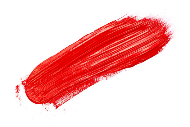 istock Red paint brush strokes, acrylic drawing. Isolated. 1204667993