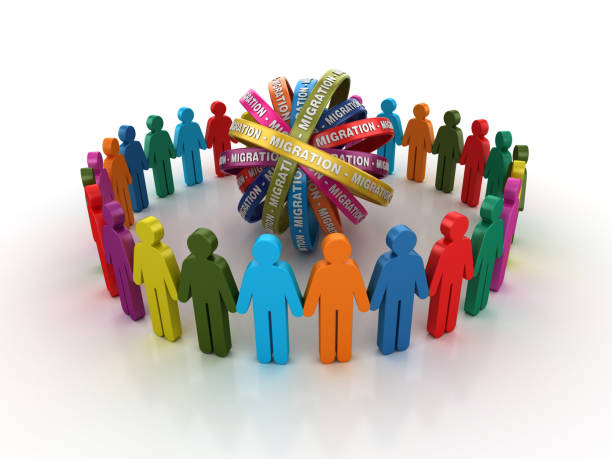 istock Pictogram Teamwork with MIGRATION Ribbons- 3D Rendering 1204669481