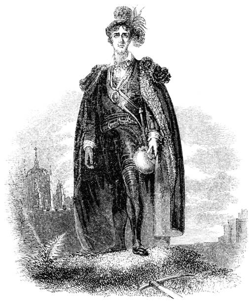 illustrazioni stock, clip art, cartoni animati e icone di tendenza di john philip kemble: amleto di sir thomas lawrence - xix secolo (19th century) - amleto