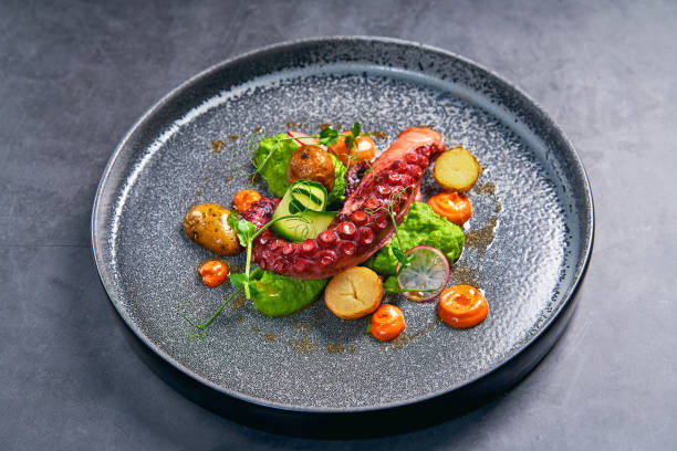 istock plate with fresh seafood on the table 1204684061