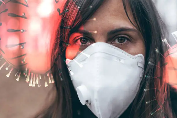 woman wearing mask as a protection from viruses