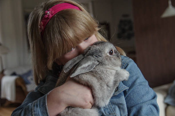 istock Little girl with rabbit 1204686628