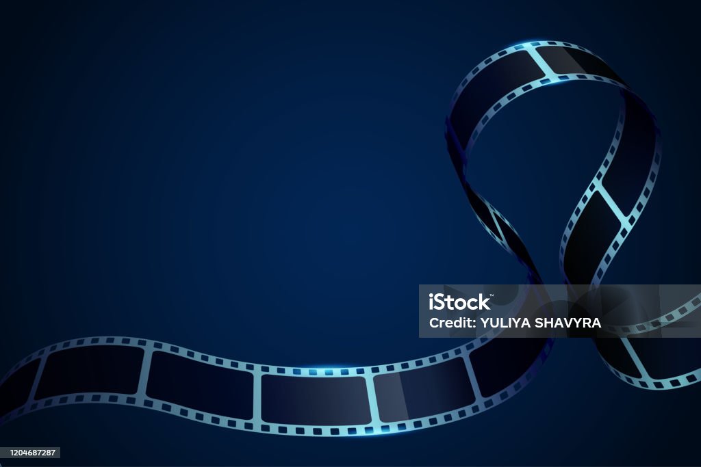 Realistic 3d Cinema Film Strip In Perspective Film Reel Frame Isolated On  Blue Background Vector Template Cinema Festival With Place For Text Movie  Design For Brochure Poster Banner Or Flyer Stock Illustration 