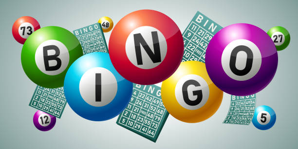 illustrazioni stock, clip art, cartoni animati e icone di tendenza di palle bingo con carte bingo - tombola