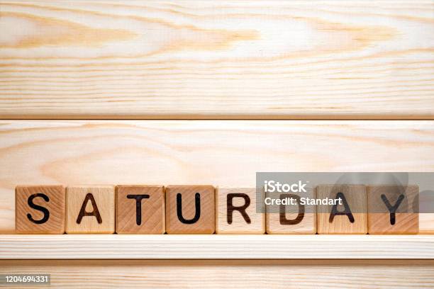 Day Of The Week Saturday Made From Vintage Wooden Cubes Day Off Idea Week Day Concept Working Day Business Concepts Name Of The Week Small Business Concept Part Of Series Copy Space Stock Photo - Download Image Now