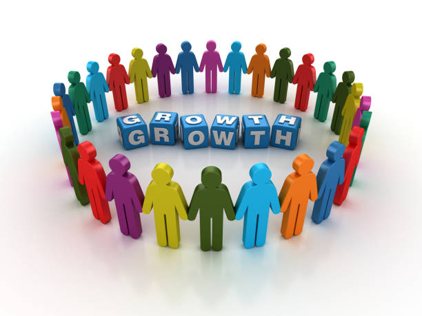 istock Pictogram Teamwork with GROWTH Buzzword Cubes - 3D Rendering 1204704293