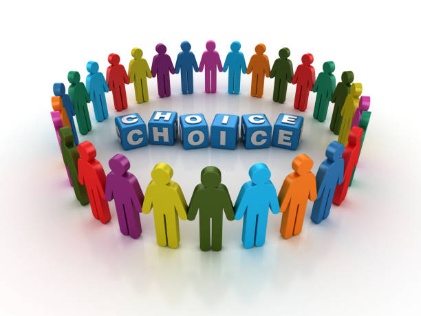 istock Pictogram Teamwork with CHOICE Buzzword Cubes - 3D Rendering 1204704334