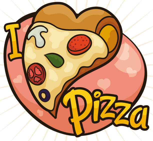 illustrazioni stock, clip art, cartoni animati e icone di tendenza di deliziosa pizza a forma di cuore che celebra l'amore per questo - meat beef love heart shape