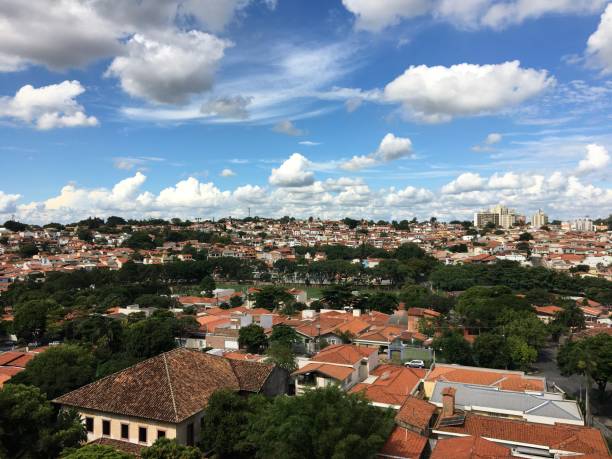 Landscape of the city of Campinas A lot of house and trees and a soccer camp are in the picture campinas photos stock pictures, royalty-free photos & images