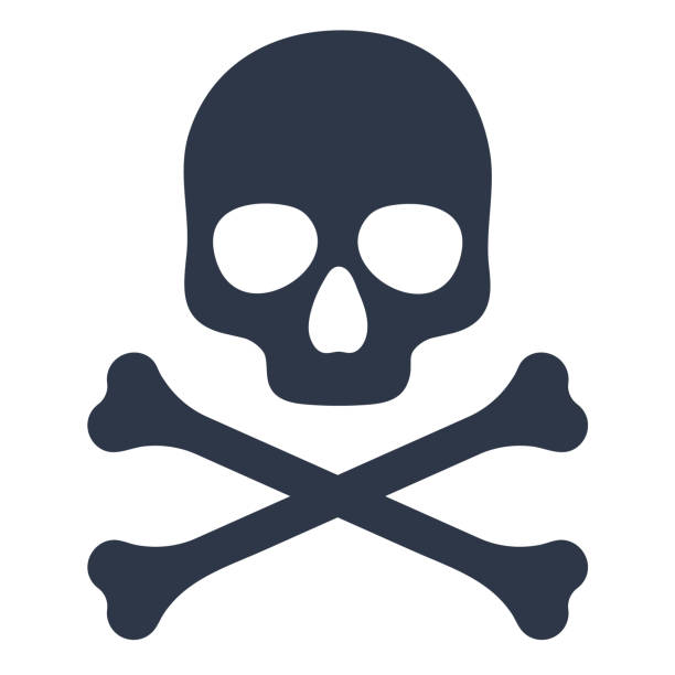 Skull and Crossbones Vector Illustration Skull and crossbones, death, danger or poison symbol. Vector illustration icon isolated on white background for apps and websites. skull and crossbones stock illustrations