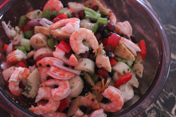istock Vegetable and shrimp salad 1204724447