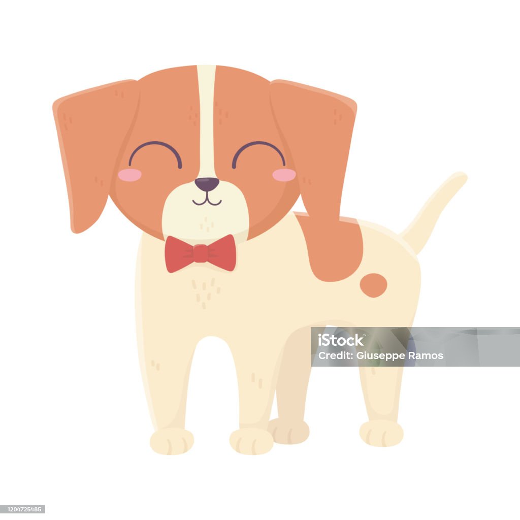 Ilustración de Lindo Perro Llittle De Pie Con Pajarita Animal De Dibujos  Animados Doméstico Mascotas y más Vectores Libres de Derechos de Alegre -  iStock