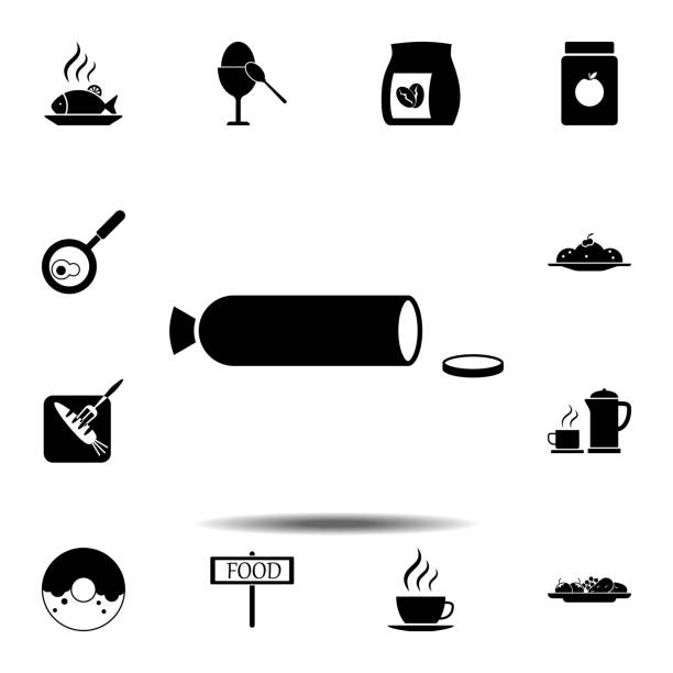 illustrations, cliparts, dessins animés et icônes de tranché?? icône de saucisse. simple élément vectorielle glyphe d’icônes alimentaires pour l’interface uvine et l’ux, site web ou application mobile - bacon vector breakfast farm