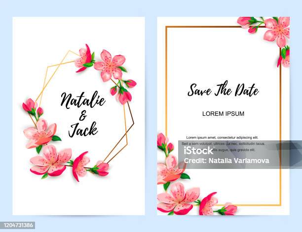 Ilustración de Invitaciones De Primavera Con Flor Sakura Flores De Cerezo y  más Vectores Libres de Derechos de Ahorros - iStock