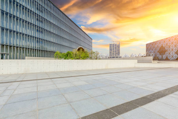 istock Empty square floor and Shanghai city skyline with buildings. 1204732256