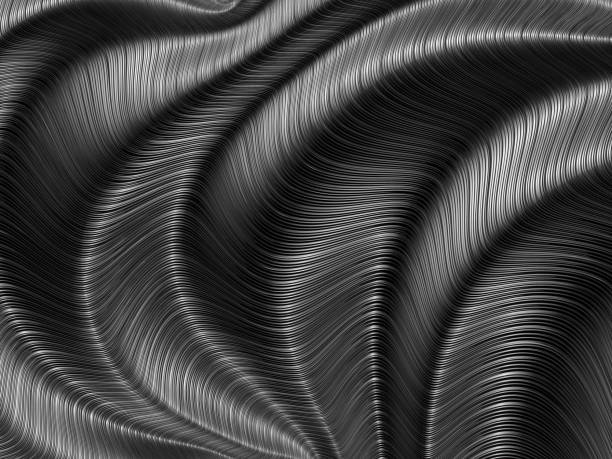 istock Black and white swirling molten metal silver gray background 1204737689