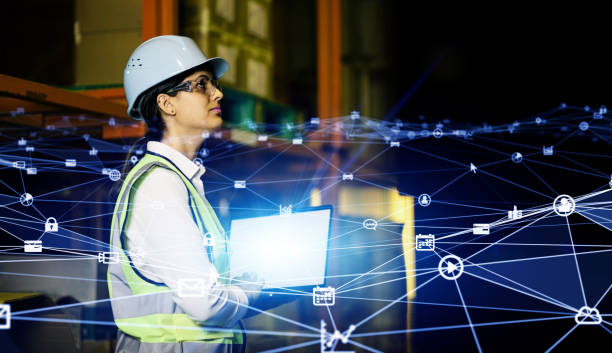 istock Industrial technology concept. Communication network. INDUSTRY 4.0. Factory automation. 1204743019
