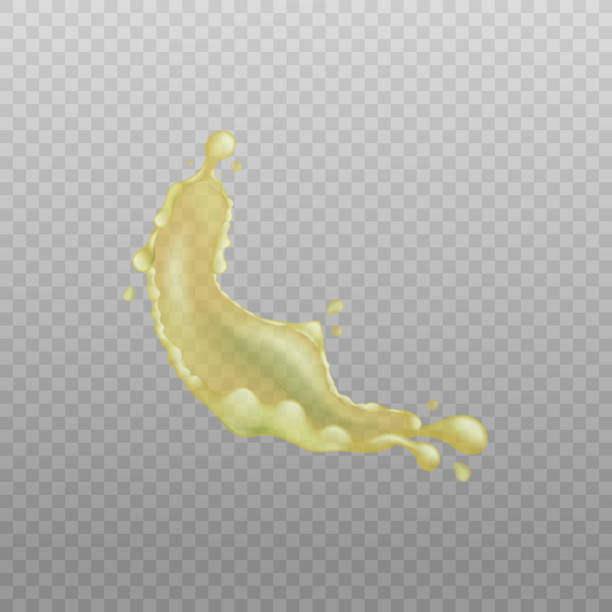 istock Flowing drop motion of yellow liquid on transparent background 1204751827