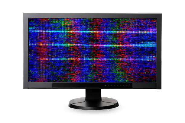 Isolated shot of Television Static on white background Television Static isolated on white with clipping path. broken flat screen stock pictures, royalty-free photos & images