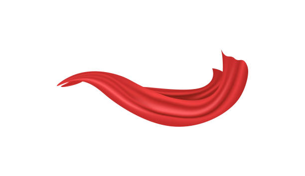 czerwony płaszcz superbohatera lub peleryna realistyczna ilustracja makiety wektora izolowana. - satin red silk backgrounds stock illustrations