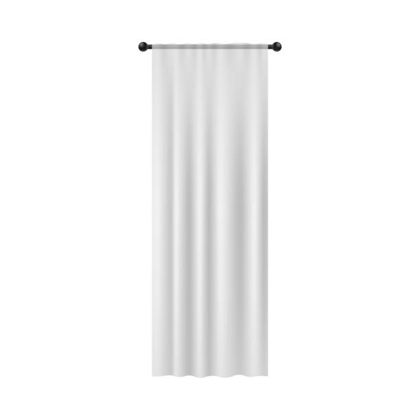 istock White curtain cloth hanging on bar realistic vector illustration mockup isolated. 1204752144