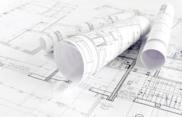 Architectural project Part of architectural project on paper planning stock pictures, royalty-free photos & images