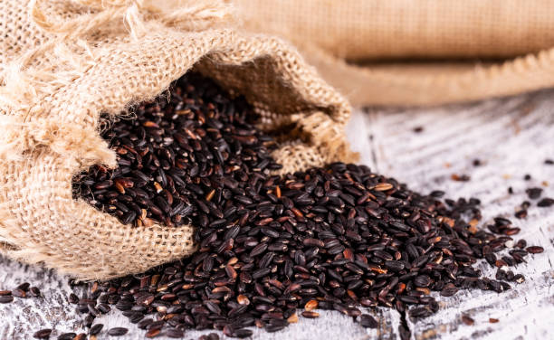 istock The Black rice Thailand in the sack 1204756374