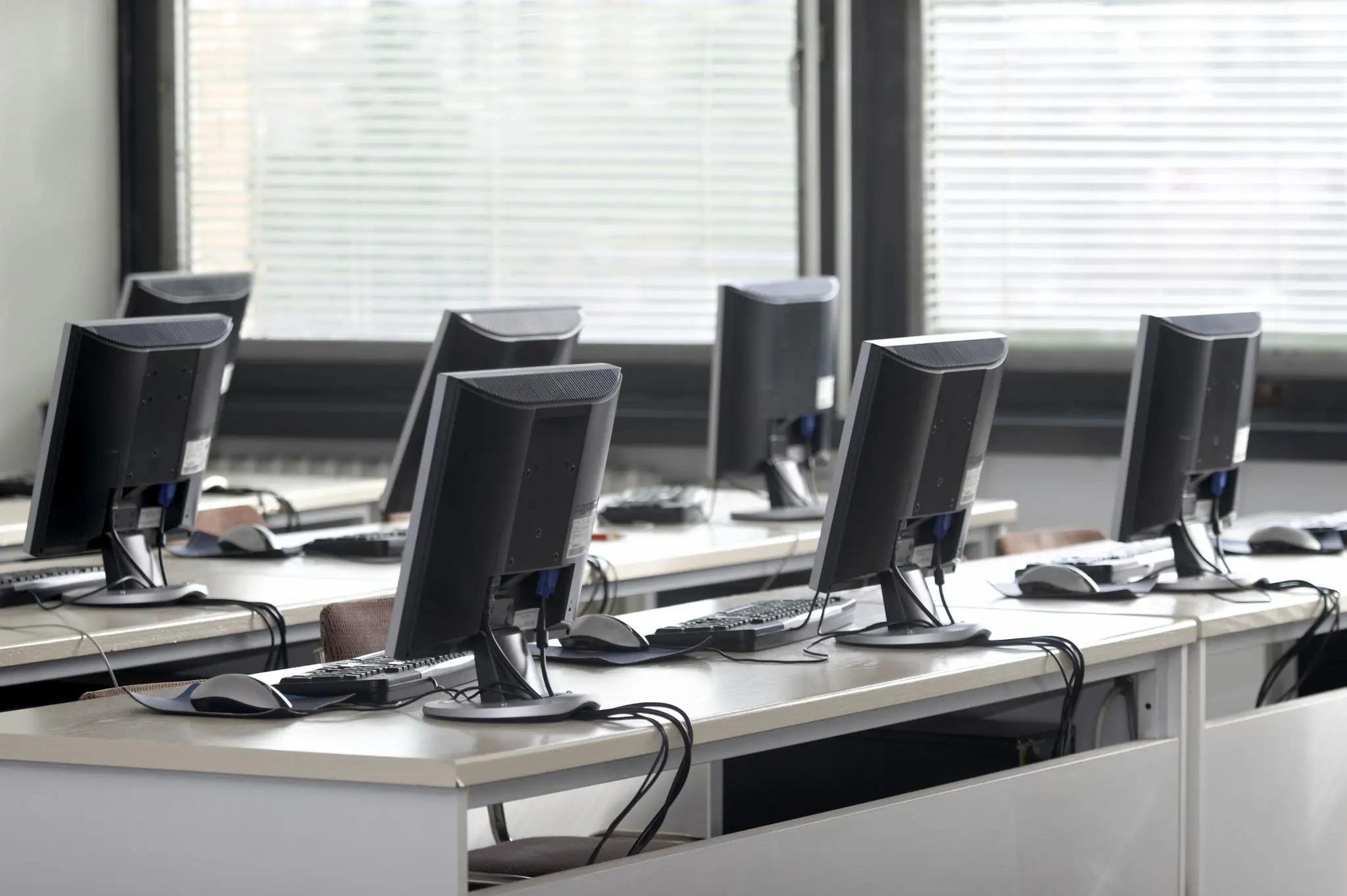Empty computer classroom for school education