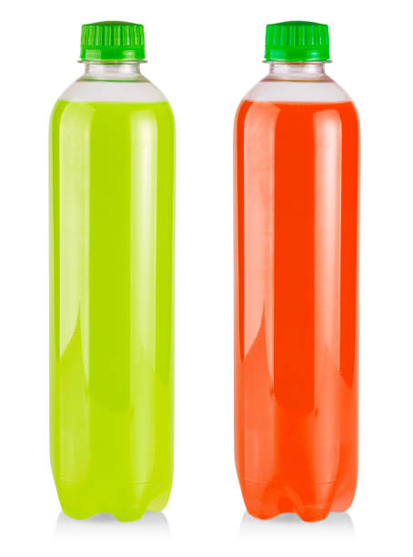 istock The plastic bottle with green and red juice on white 1204758928