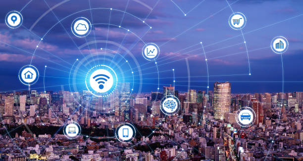 istock Smart city and communication network concept. 5G. LPWA (Low Power Wide Area). Wireless communication. 1204761856