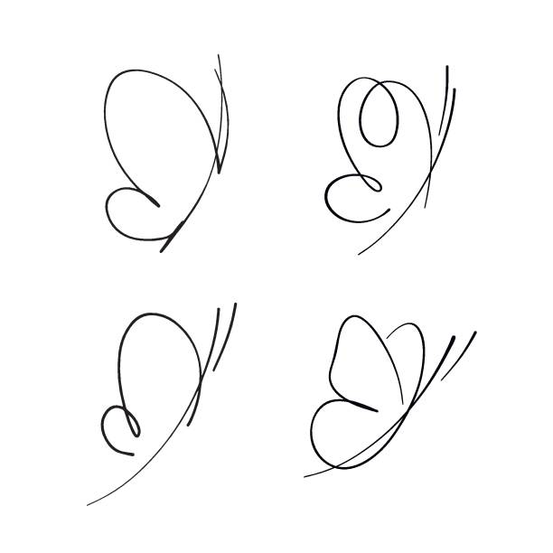 Abstract sketches of butterflies A collection of quick sketches of butterflies. pics of a butterfly flying stock illustrations