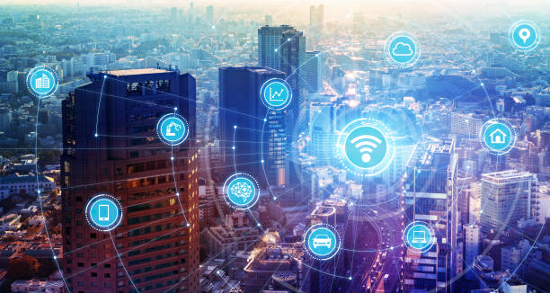istock Smart city and communication network concept. 5G. LPWA (Low Power Wide Area). Wireless communication. 1204762229