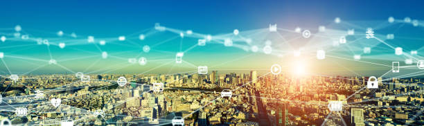 istock Smart city and communication network concept. 5G. LPWA (Low Power Wide Area). Wireless communication. 1204762246