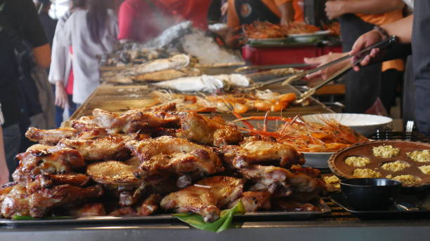 istock Grilling Chicken and seafood on the stall 1204763245