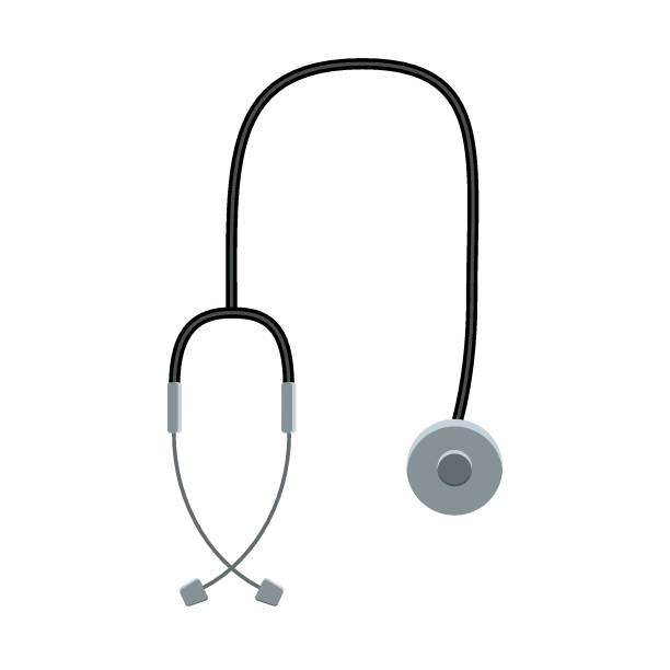istock Flat medicine icon of stethoscope isolated on white background. Design element. Medical and health care. Vector illustration. 1204763577