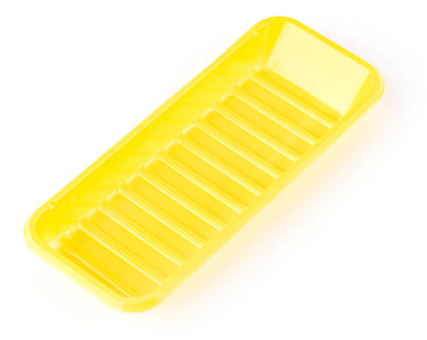 istock Yellow plastic tableware food container isolated over the white background 1204763635