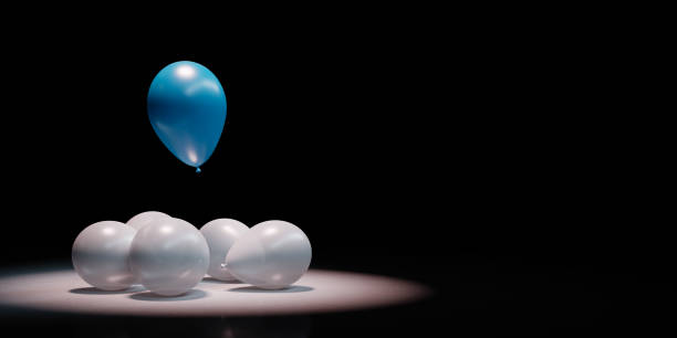 istock Blue Balloon Stand Out in a Crowd of White 1204769786