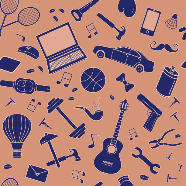Seamless vector pattern with objects and accessories that men love. Seamless vector pattern with objects and accessories that men love. Vector wallet gun stock illustrations