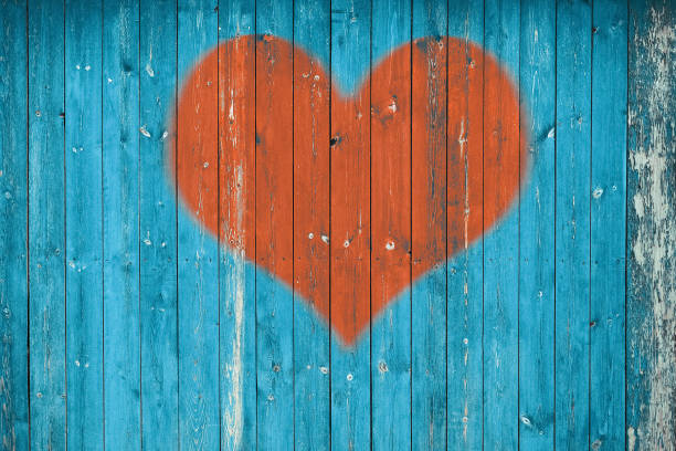 old brick wall graffiti, heart, valentines day background