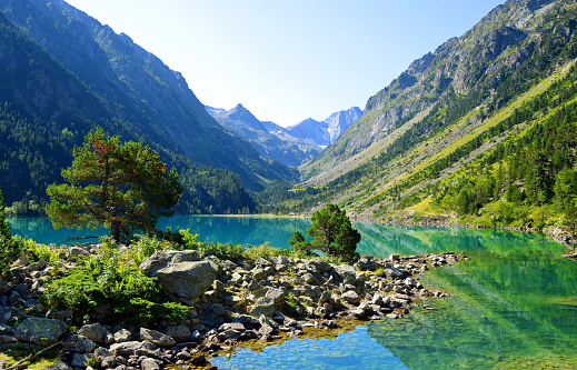 Gaube lake with Vignemale massif in the background.Pyrenees mountain,France.