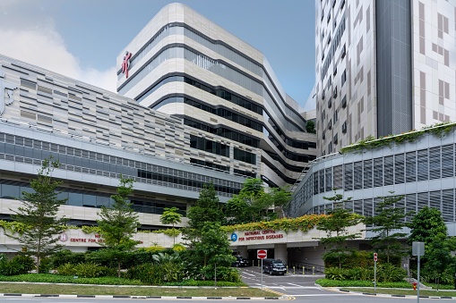 Singapore, Singapore - February the 8h, 2020 : view of Tan Tock Seng hospital , one the places receiving novel Corona virus patients