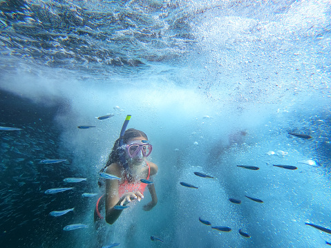 Vacation concept when snorkeling in the sea.