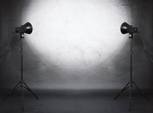 istock photo studio in old room, light equipment 1204783541
