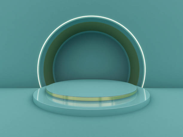 istock Podium on the floor. Abstract composition in minimal design. 3D 1204785584