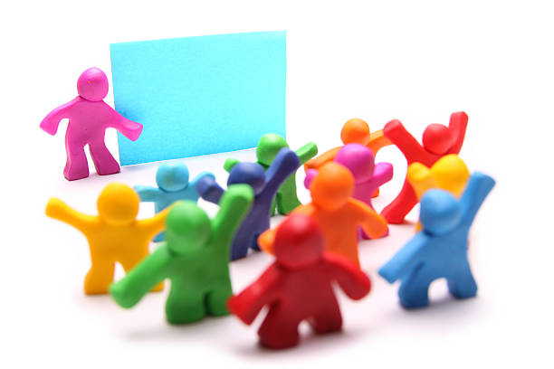 cheerful group of plasticine pupils in school