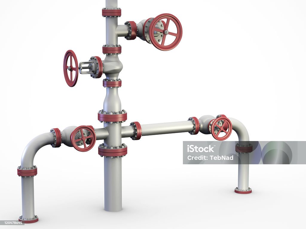 Sistema de válvulas de petróleo. - Foto de stock de Acero libre de derechos