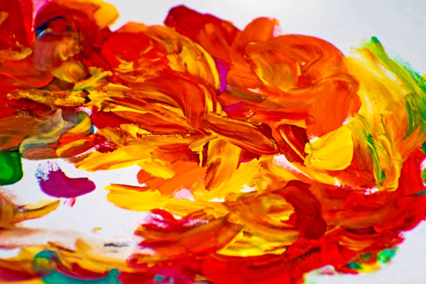 istock Abstraction painted with multicolored gouache. Drawing with your fingers. 1204793058