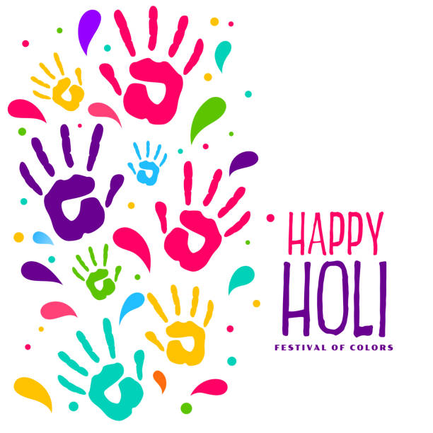 hapy holi colorful hand prints background design hapy holi colorful hand prints background design holi stock illustrations