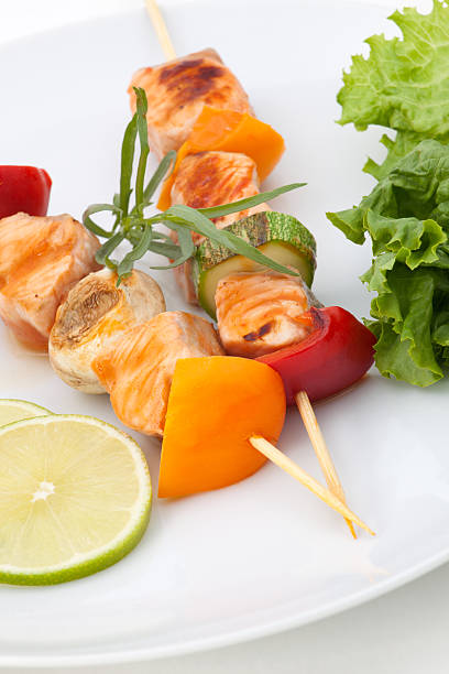 istock Salmon and Vegatable Skewers 120480935
