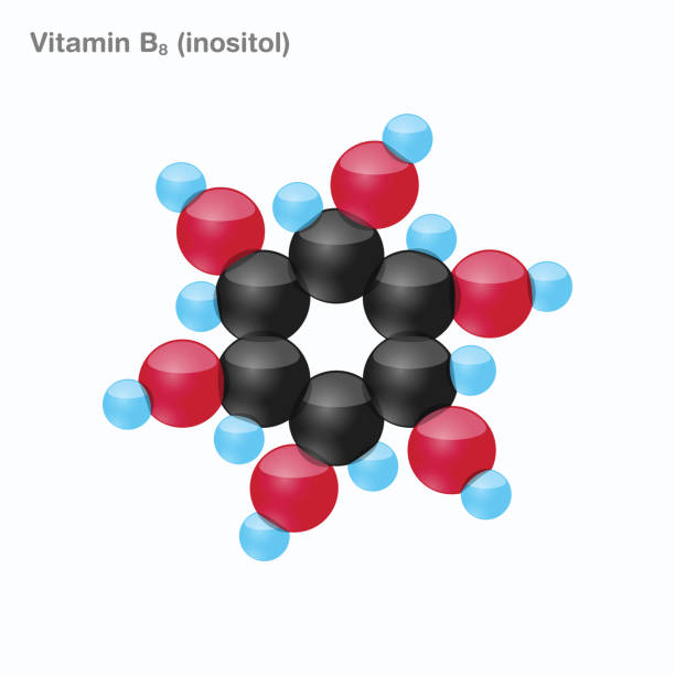 vitamin b8 (inositol) kugel - enzyme stoffwechsel stock-grafiken, -clipart, -cartoons und -symbole